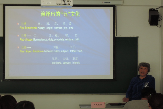 王武教授给留学生讲授中国传统文化课